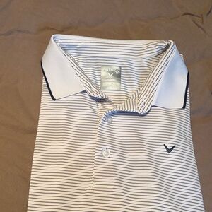 Callaway Men's Polo Shirt - White with Black Stripes